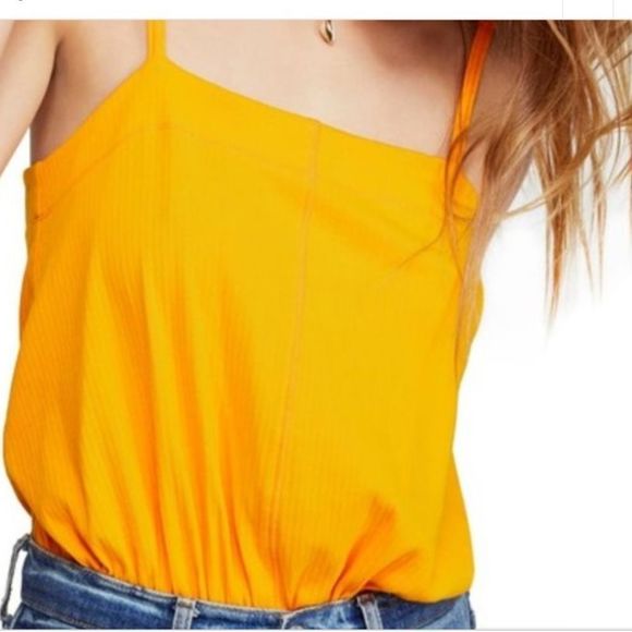 Free People Marissa Bodysuit Tangerine NWT XS Orange Tangerine - Picture 2 of 5